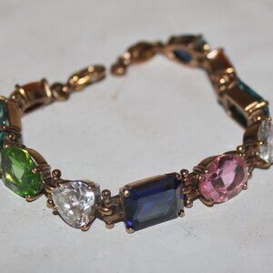 Vintage 70s 24K Plated gold with Gemstones NO TARNISH GORGEOUS!